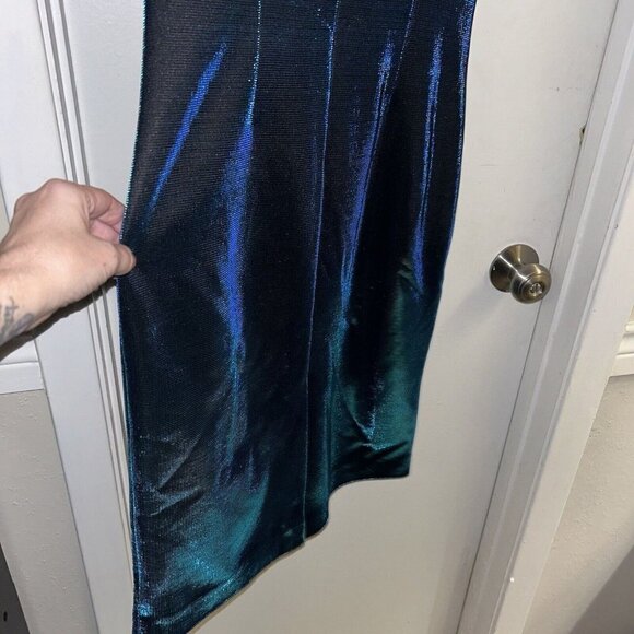 NERO BY JATIN VARMA Sleeveless Blue Metallic Formal Cocktail Party Dress Size 2 - Picture 5 of 10
